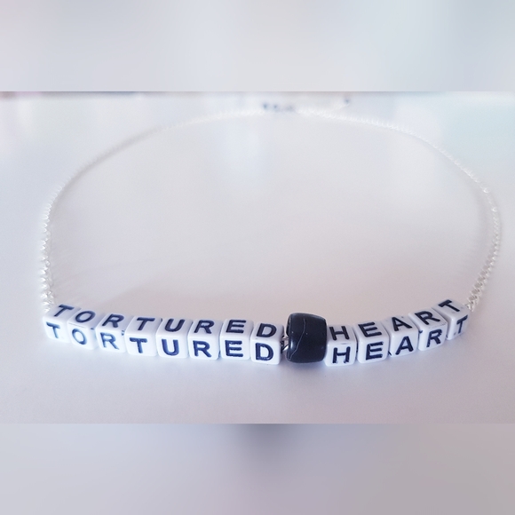 Tortured Heart Necklace Hand Crafted Black and White - Picture 9 of 14